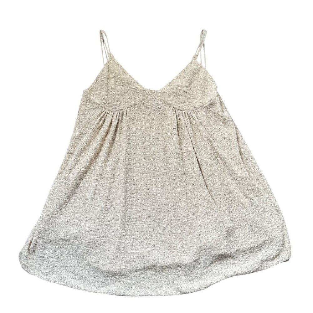 FP Beach Beige Knit Flowy Spaghetti Strap Tank Top Size Small
